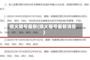 顺义限号最新(顺义限号最新消息)