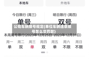公司车辆限号规定(单位车辆违章限号怎么交罚款)