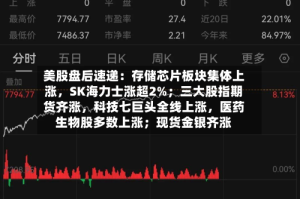 美股盘后速递：存储芯片板块集体上涨，SK海力士涨超2%；三大股指期货齐涨，科技七巨头全线上涨，医药生物股多数上涨；现货金银齐涨