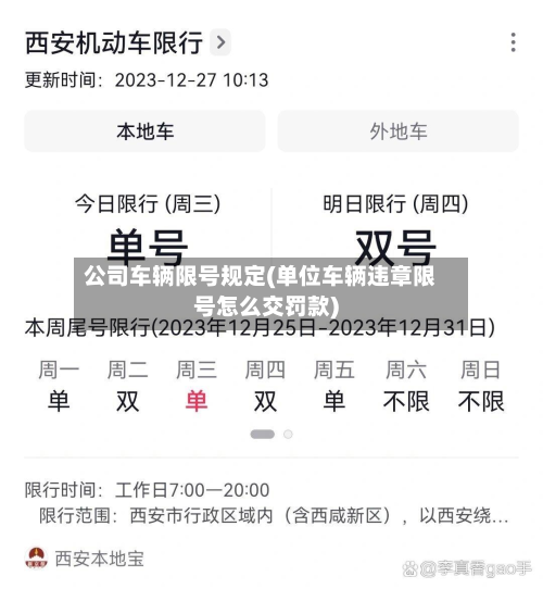 公司车辆限号规定(单位车辆违章限号怎么交罚款)-第1张图片
