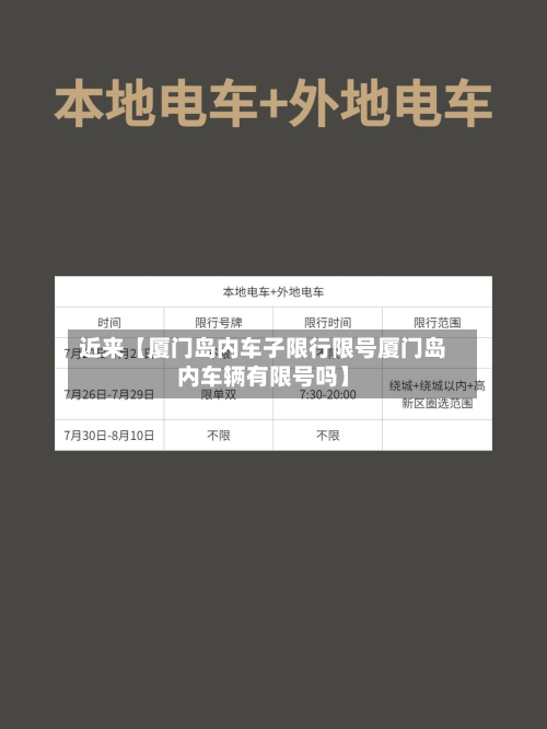 近来【厦门岛内车子限行限号厦门岛内车辆有限号吗】-第1张图片